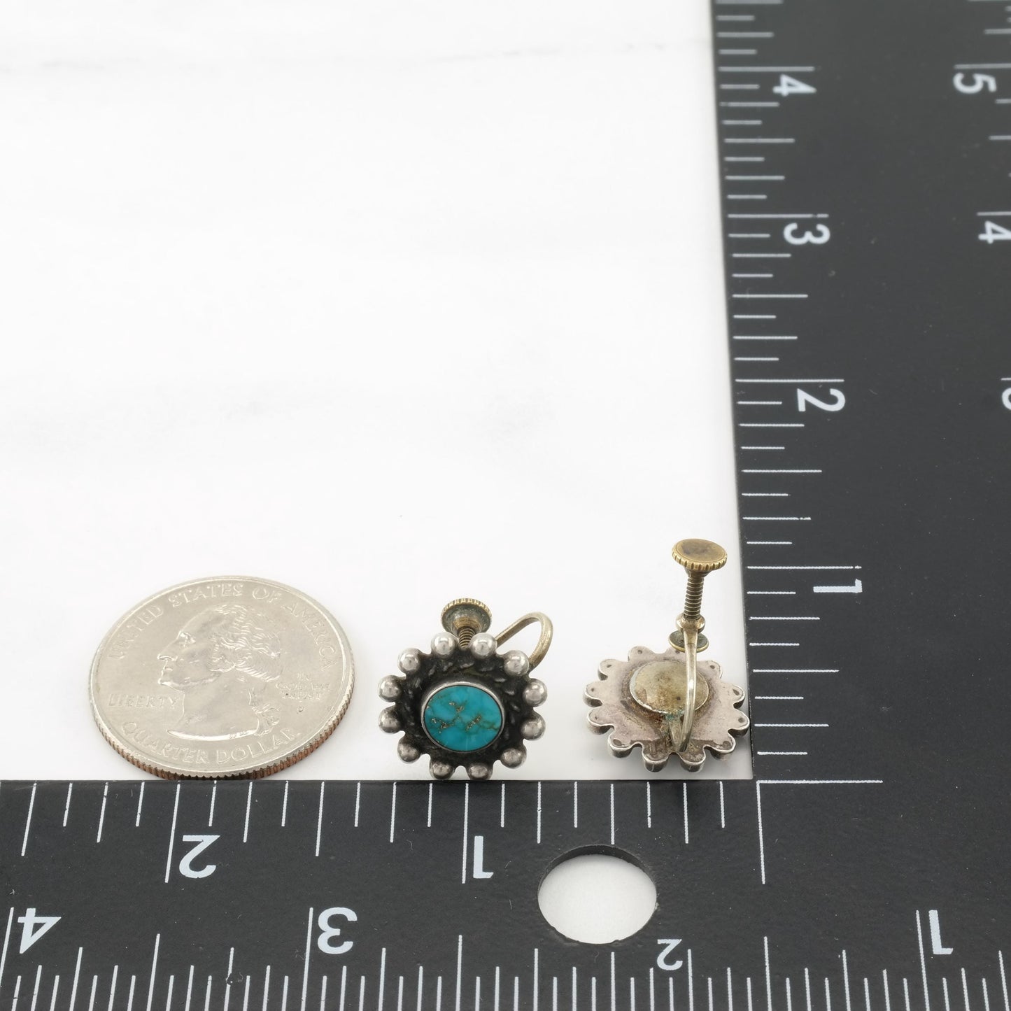 1940's Native Sterling Silver Screw Back Earring ER2838