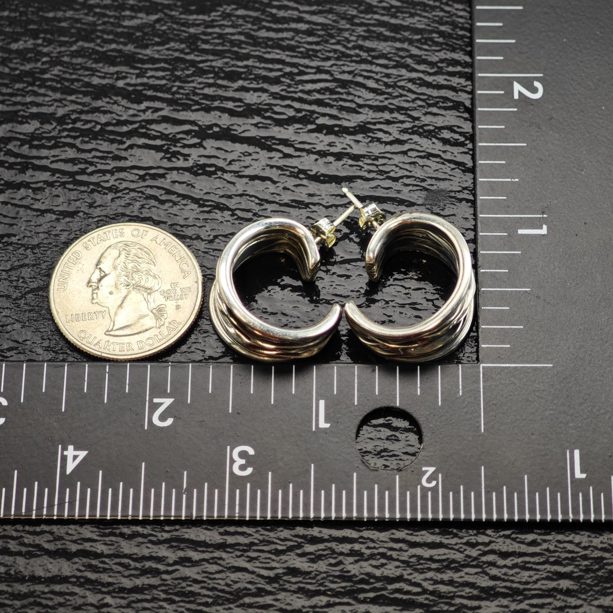 Stud Hoop Sterling Silver Earrings ER3200