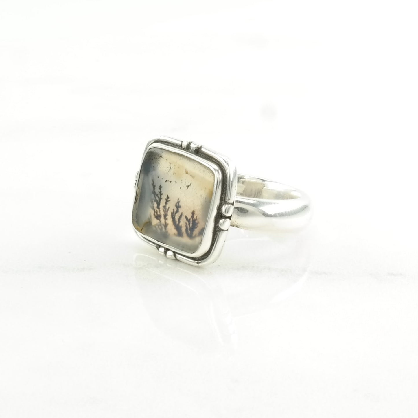 Sterling Silver Ring Dendritic Agate Size 6 1/4