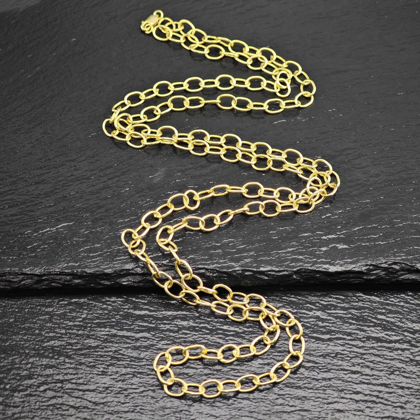 Gold Plated Oval Chain Sterling Silver Necklace N2754