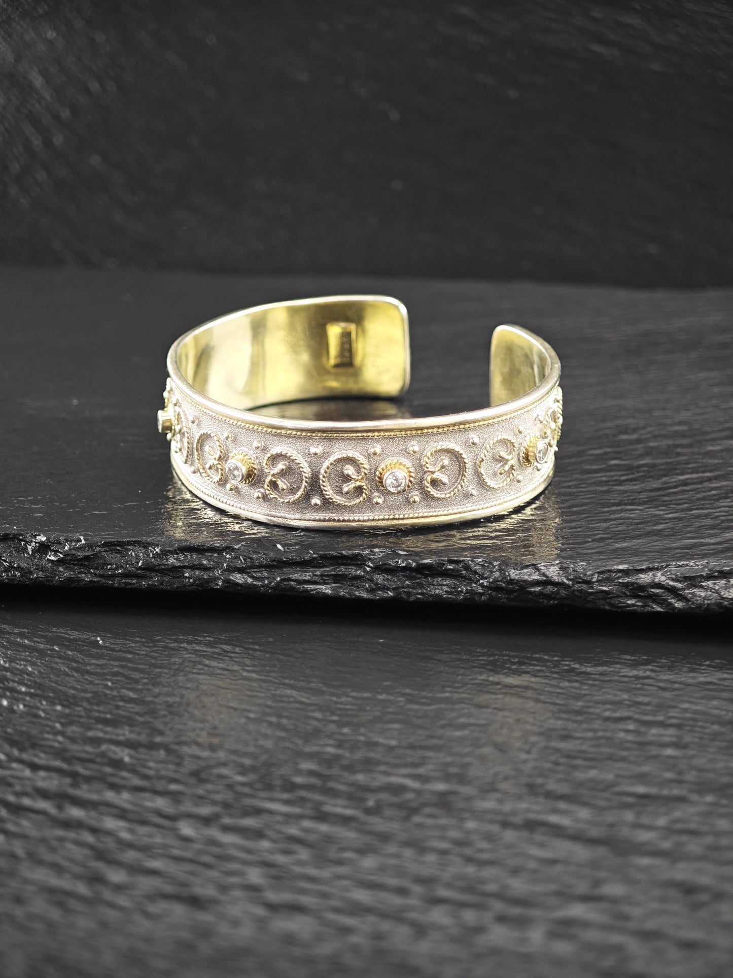 Greece Gkikas Gold Tone, Gilded Cuff Bracelet Sterling Silver