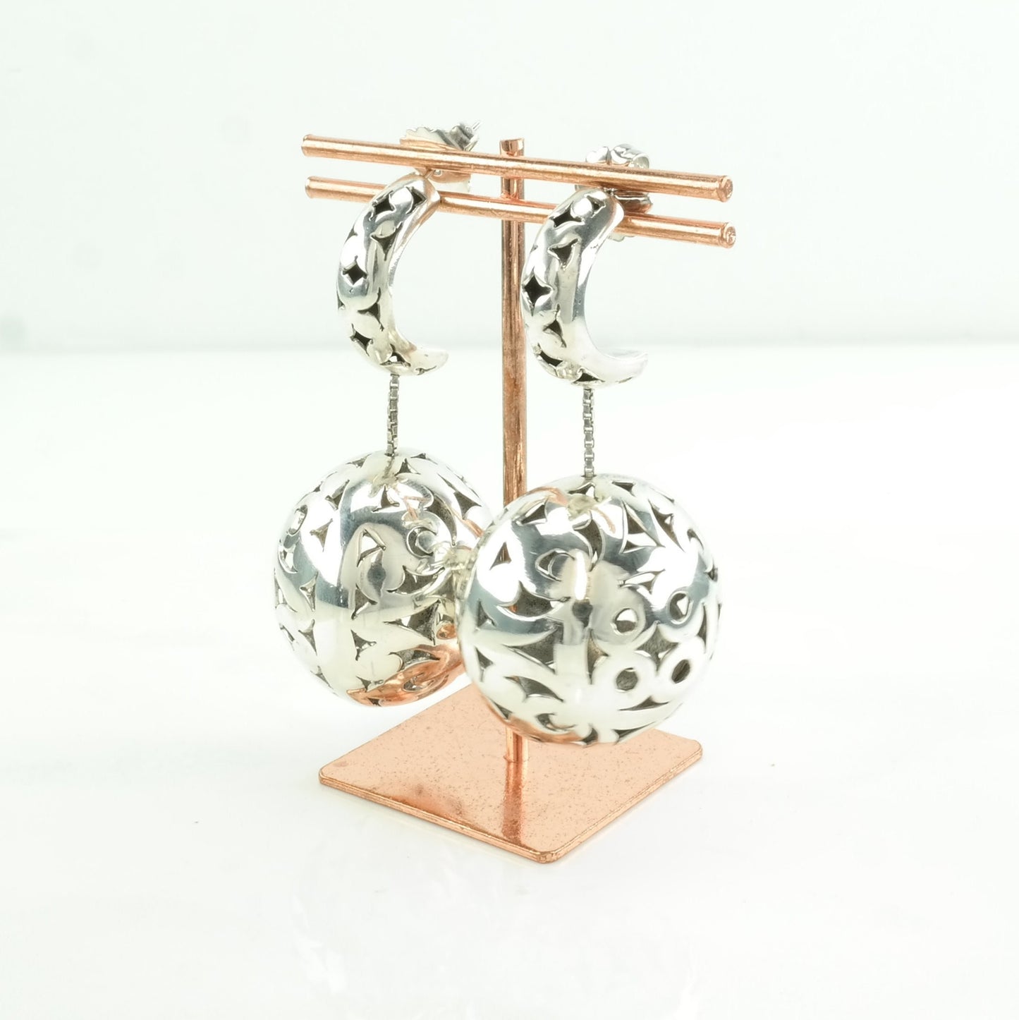 Sterling Silver Stud/Dangle Earrings Indonesia, Designer Floral Ball