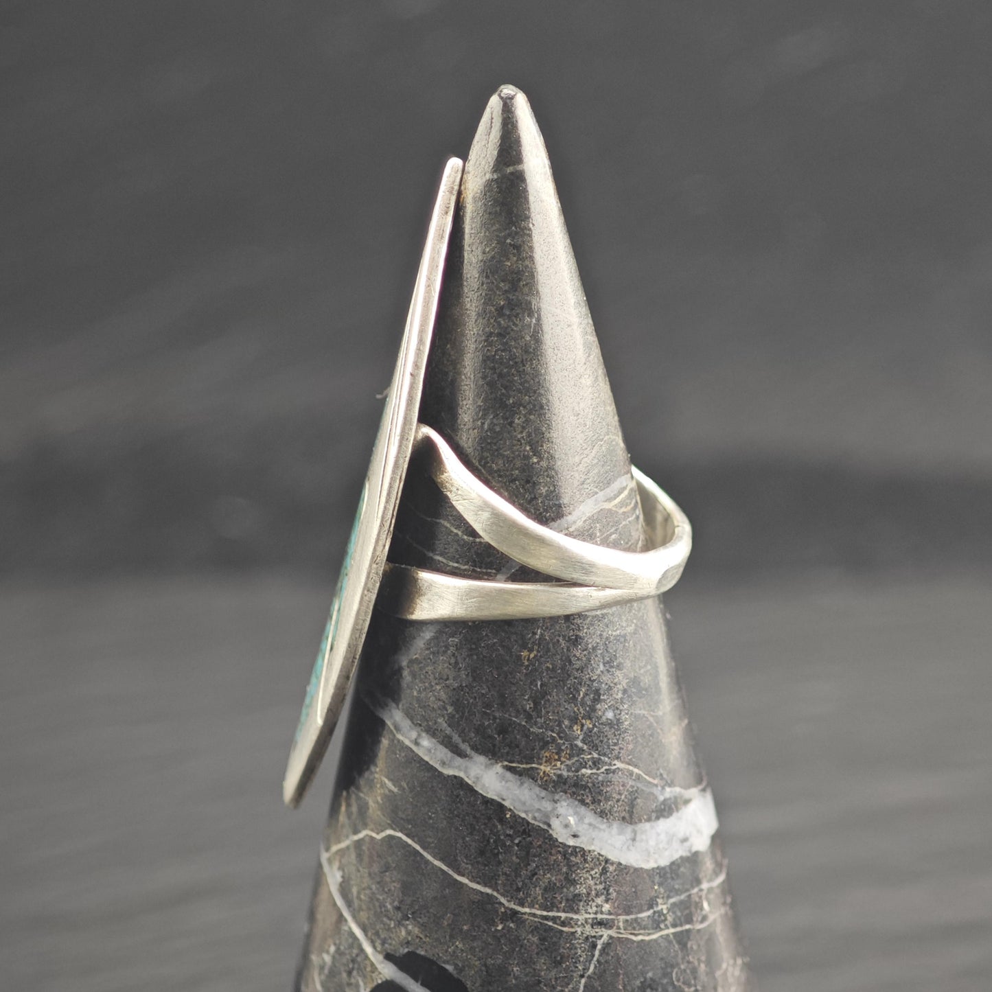 Native American Turquoise Inlay Thunderbird Sterling Silver Ring Sz 5 1/2 R6652