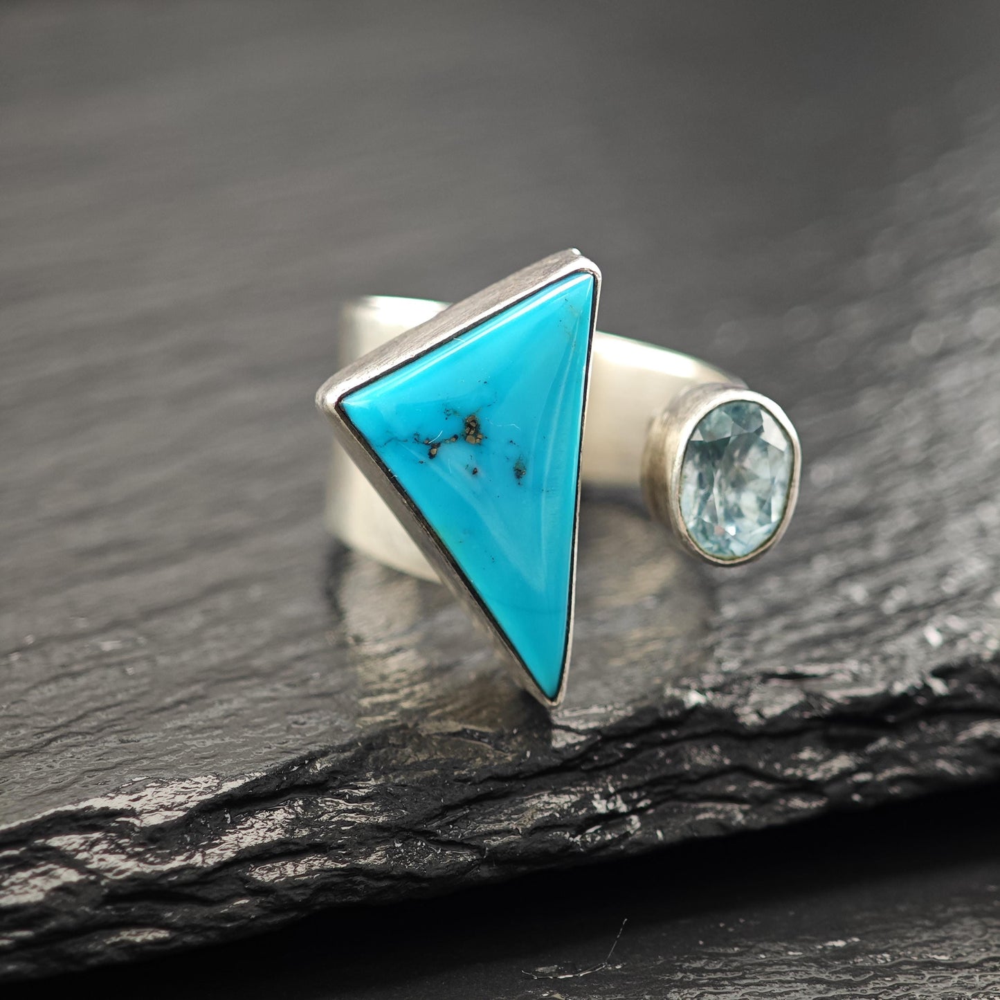 JFC Modernist Topaz Turquoise Ring Sterling Silver R5811