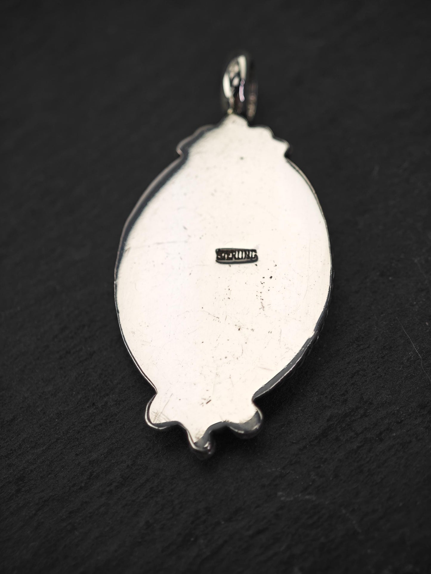Southwest Oval Onyx Pendant, Sterling Silver