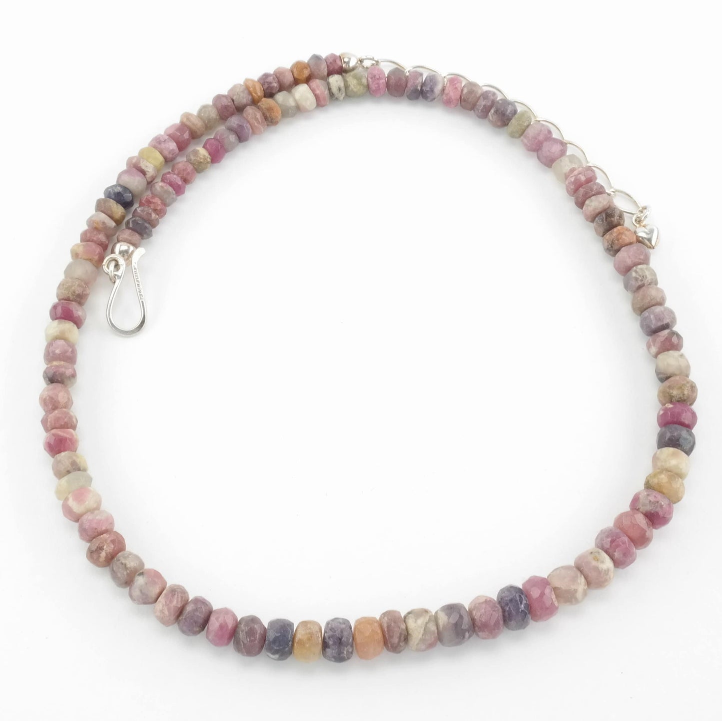 DTR Sterling Silver Opaque Corundum, Ruby Faceted Bead Necklace