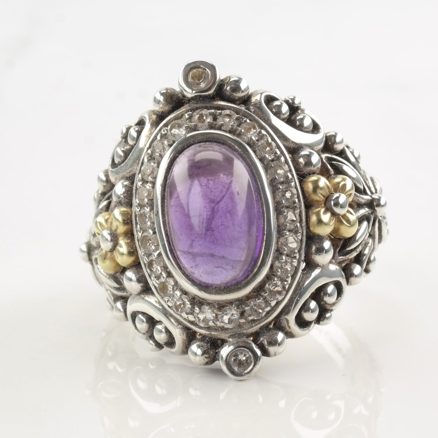 Barbara Bixby Sterling & 18k Gold Ring Size 11 Purple Amethyst