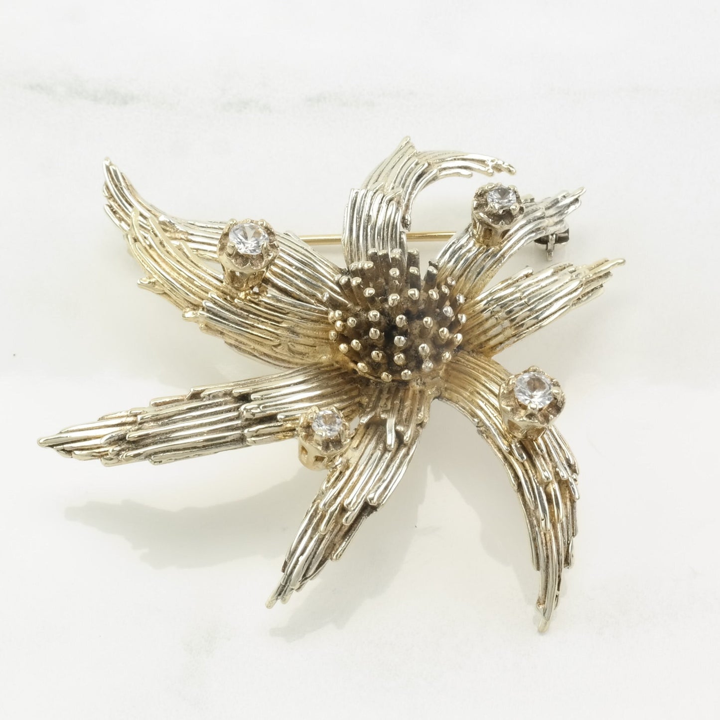 Flower Brooch, Abstract Topaz Sterling Silver