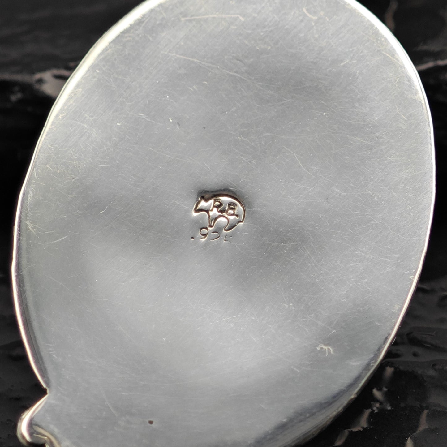Vintage Running Bear Charoite Pendant Sterling Silver P3065