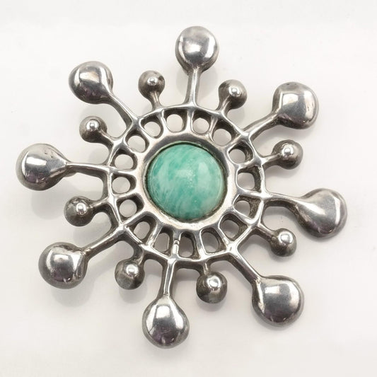 Early David Andersen Sterling Silver Brooch Pendant Star Cabochon