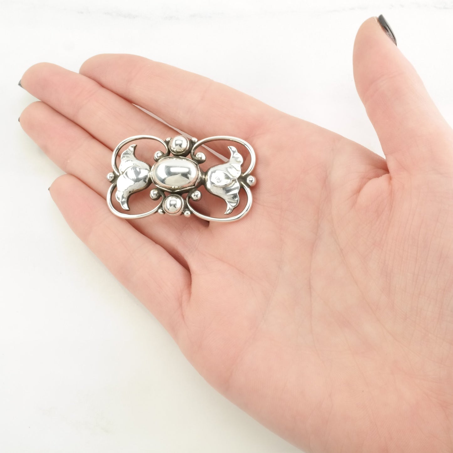 Vintage Georg Jensen Sterling Silver Brooch 236A Floral