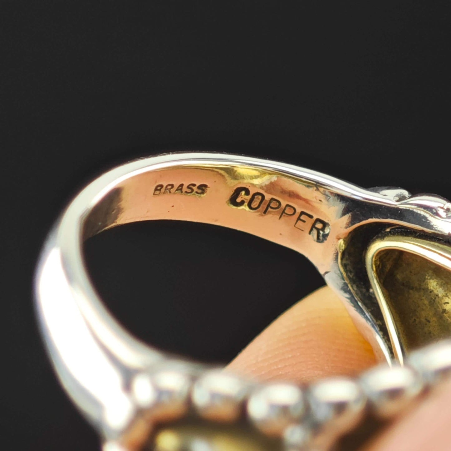 Carolyn Pollack Brass Copper Dome Ring Sterling Silver
