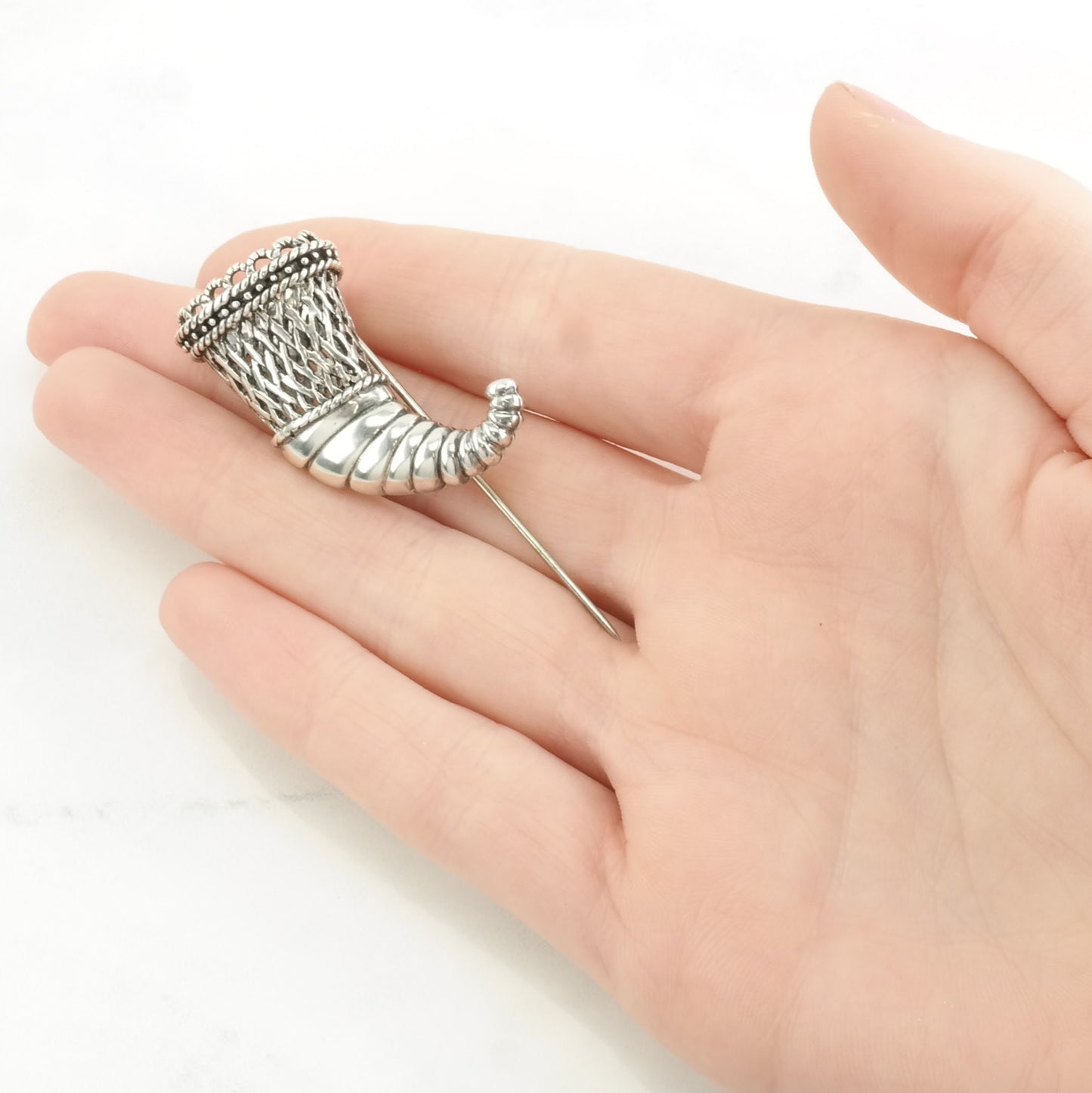 Silver Brooch Cornucopia Sterling B1849