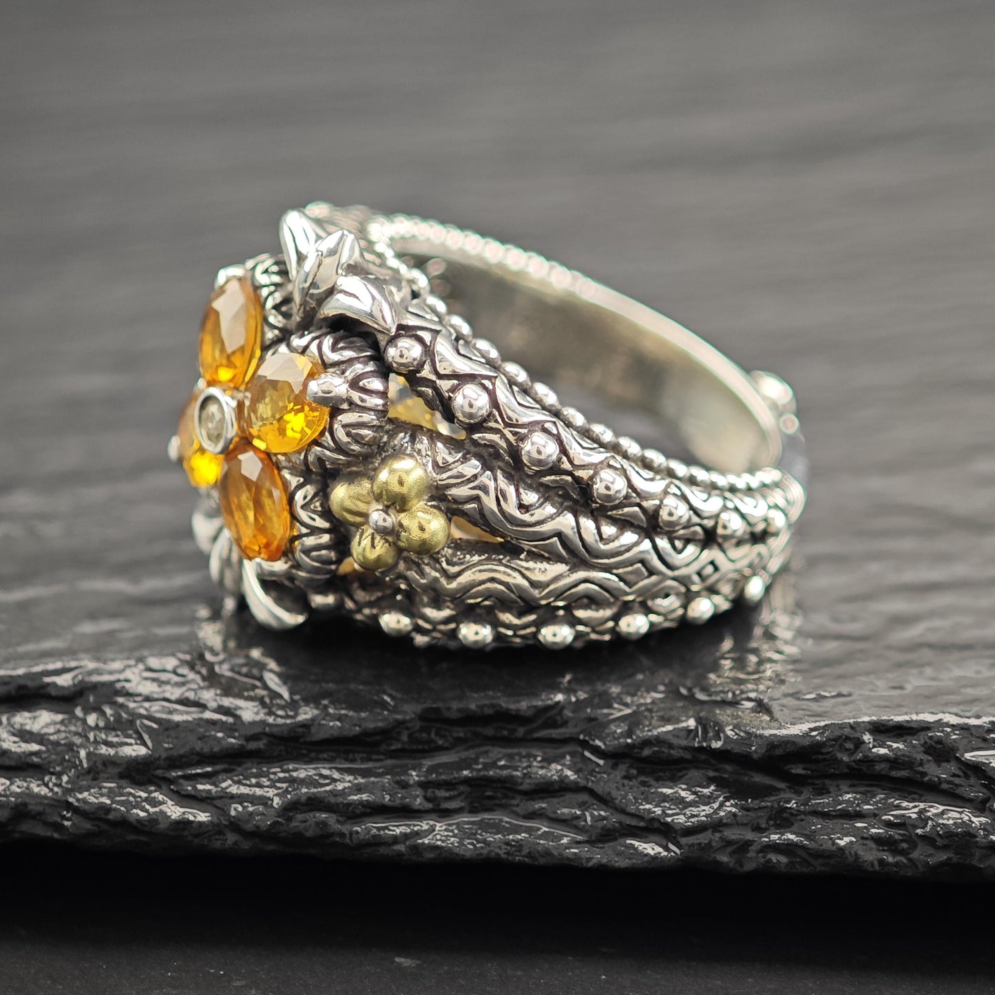 Barbara Bixby 18K Gold Accents, Citrine Ring Sterling Silver R5822