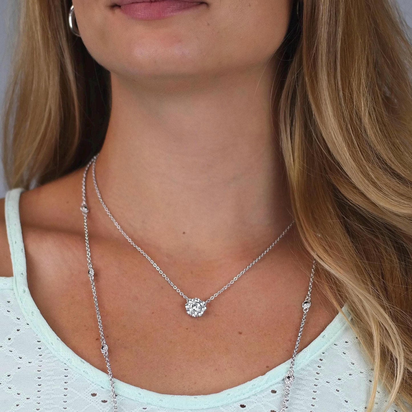 Judith Ripka DQCZ, Floral Necklace Sterling Silver N2525