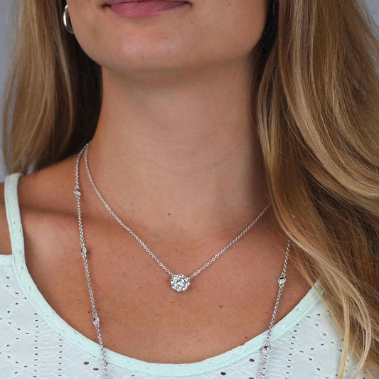 Judith Ripka DQCZ, Floral Necklace Sterling Silver N2525