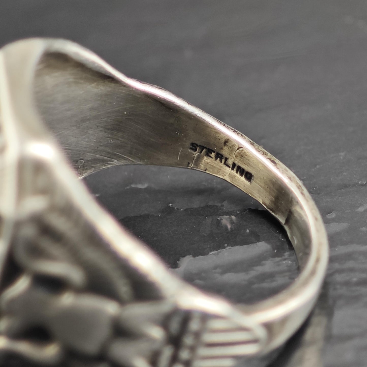 Art Deco Eagle Signet Eploribus Unum Sterling Silver Ring Sz 10 3/4 R6720