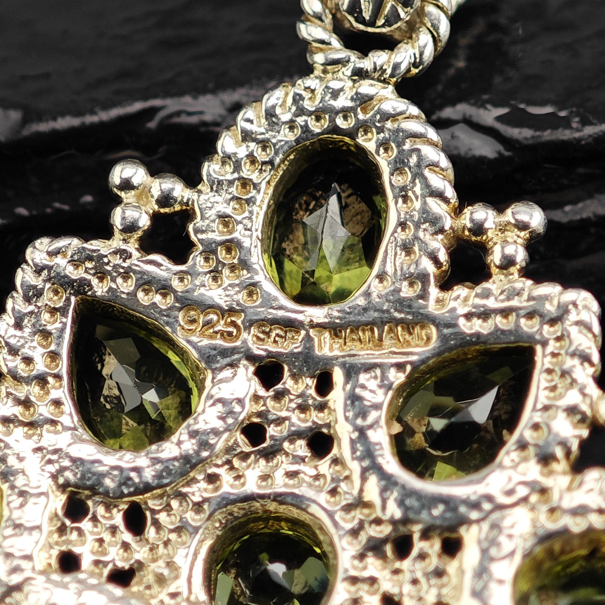 Peridot Multistone Square Sterling Silver Pendant P3137