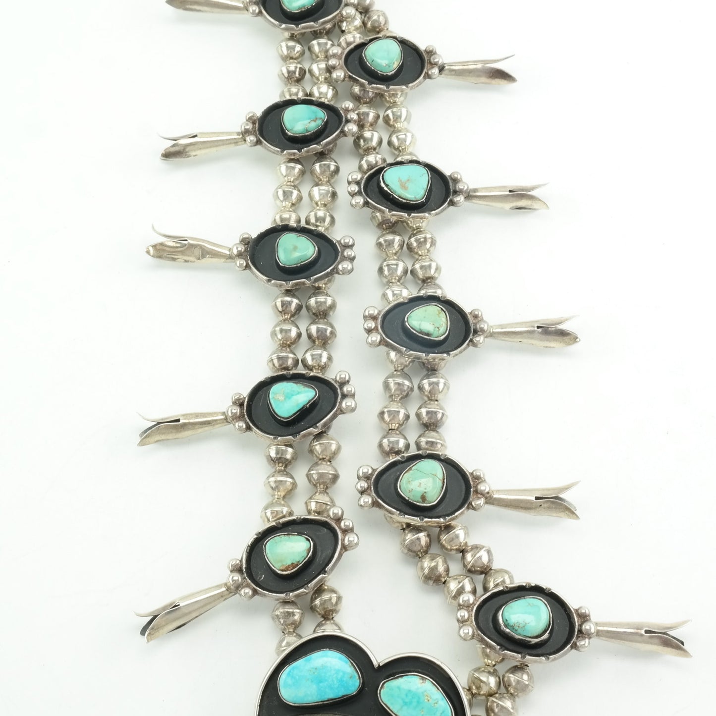 Squash Blossom Sterling Silver Turquoise Shadowbox Necklace