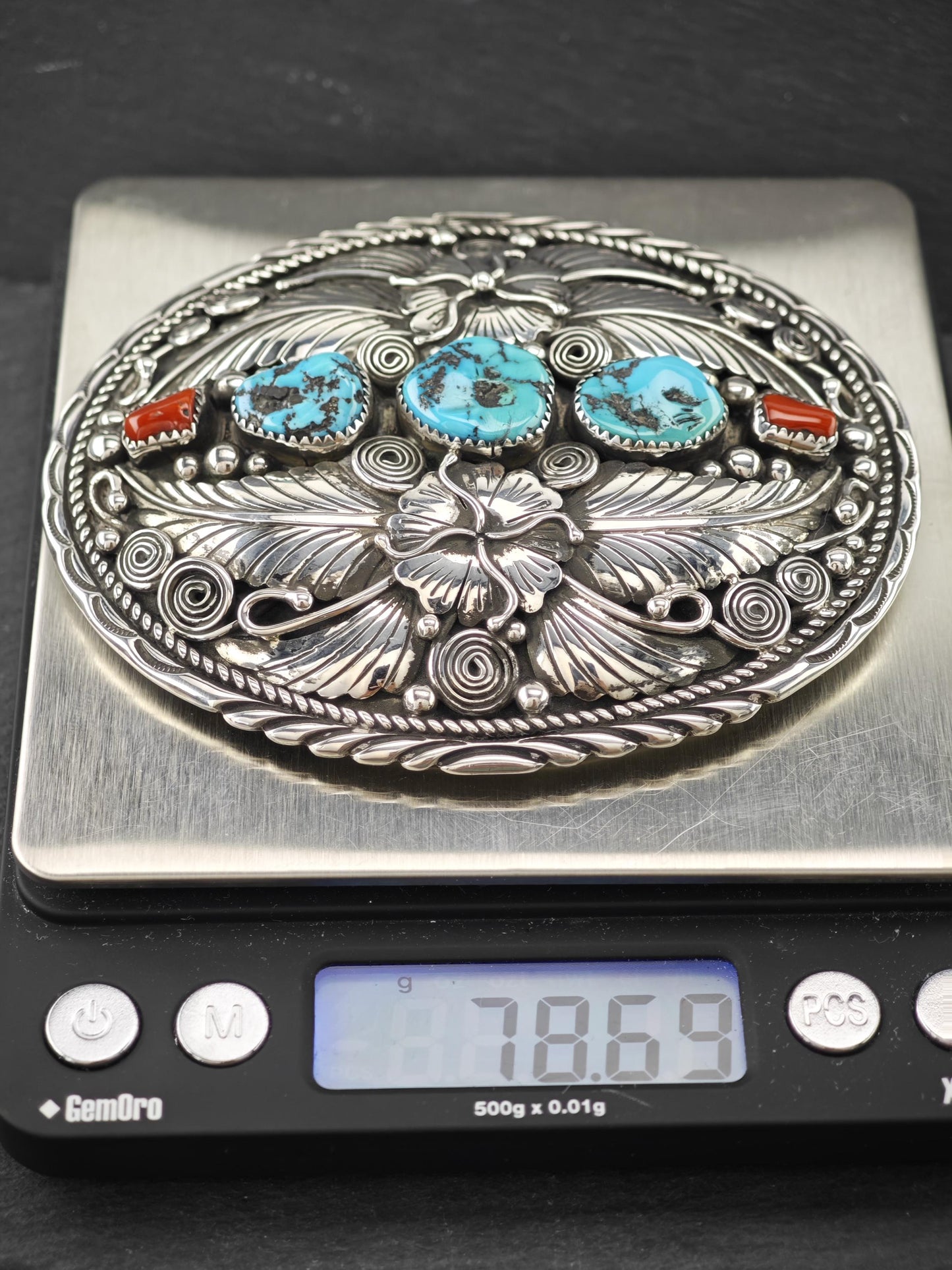 Vintage Native American Belt Buckle Sterling Silver
