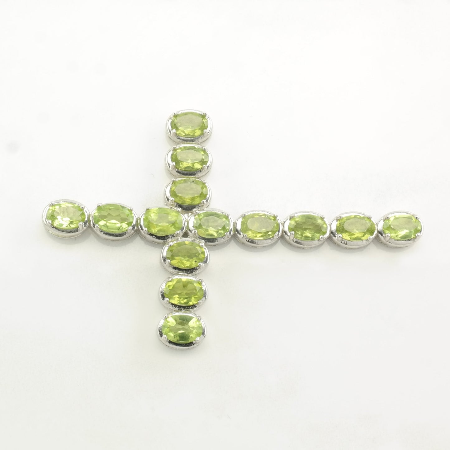 Vintage Peridot Cross Sterling Silver Pendant