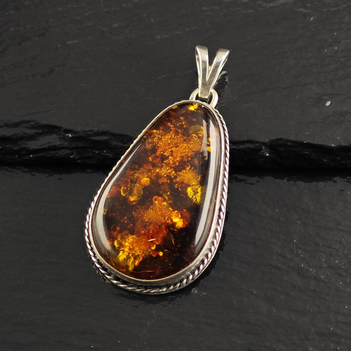 Amber Sterling Silver Pendant P3164