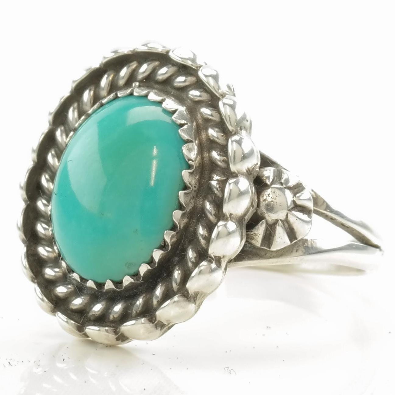 Vintage Navajo Guild Silver Ring Turquoise Sterling Size 7 1/2