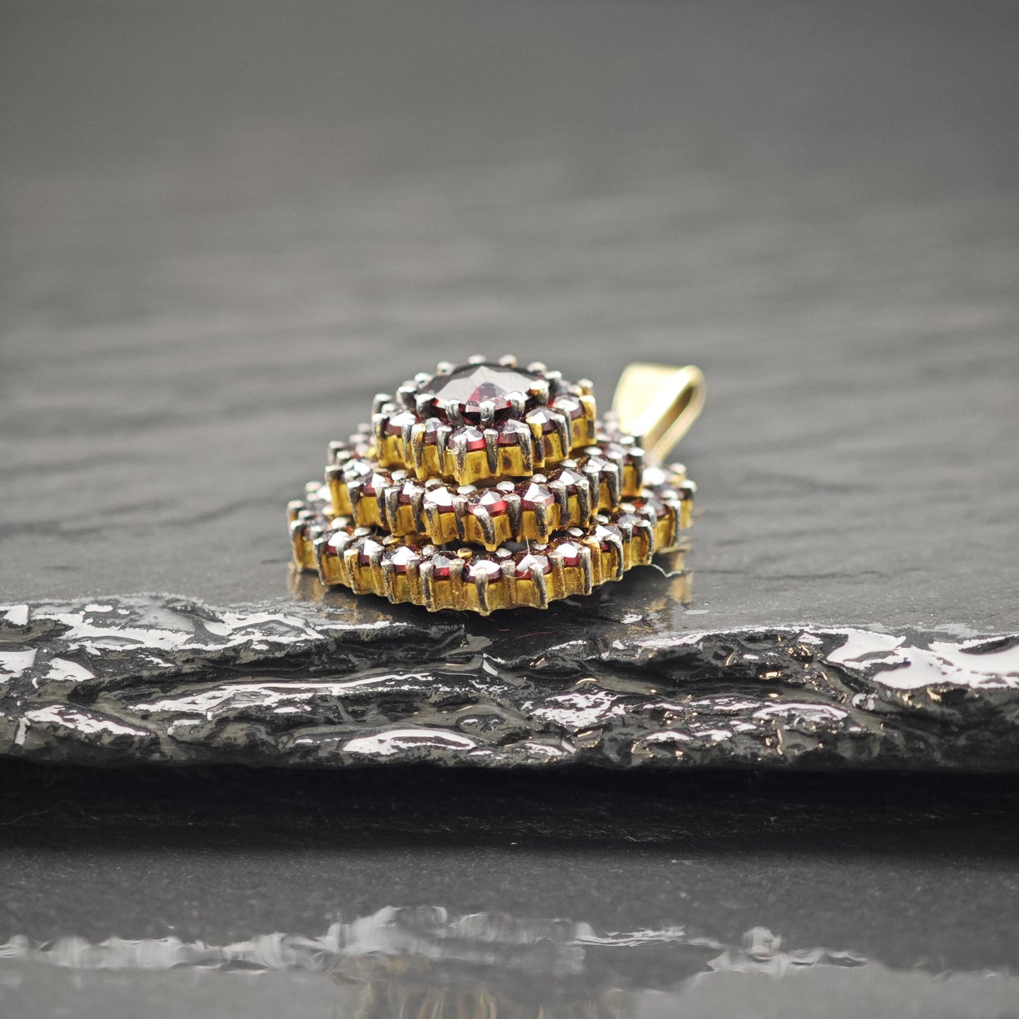 Squared Bohemian Red Garnet Pendant Sterling Silver