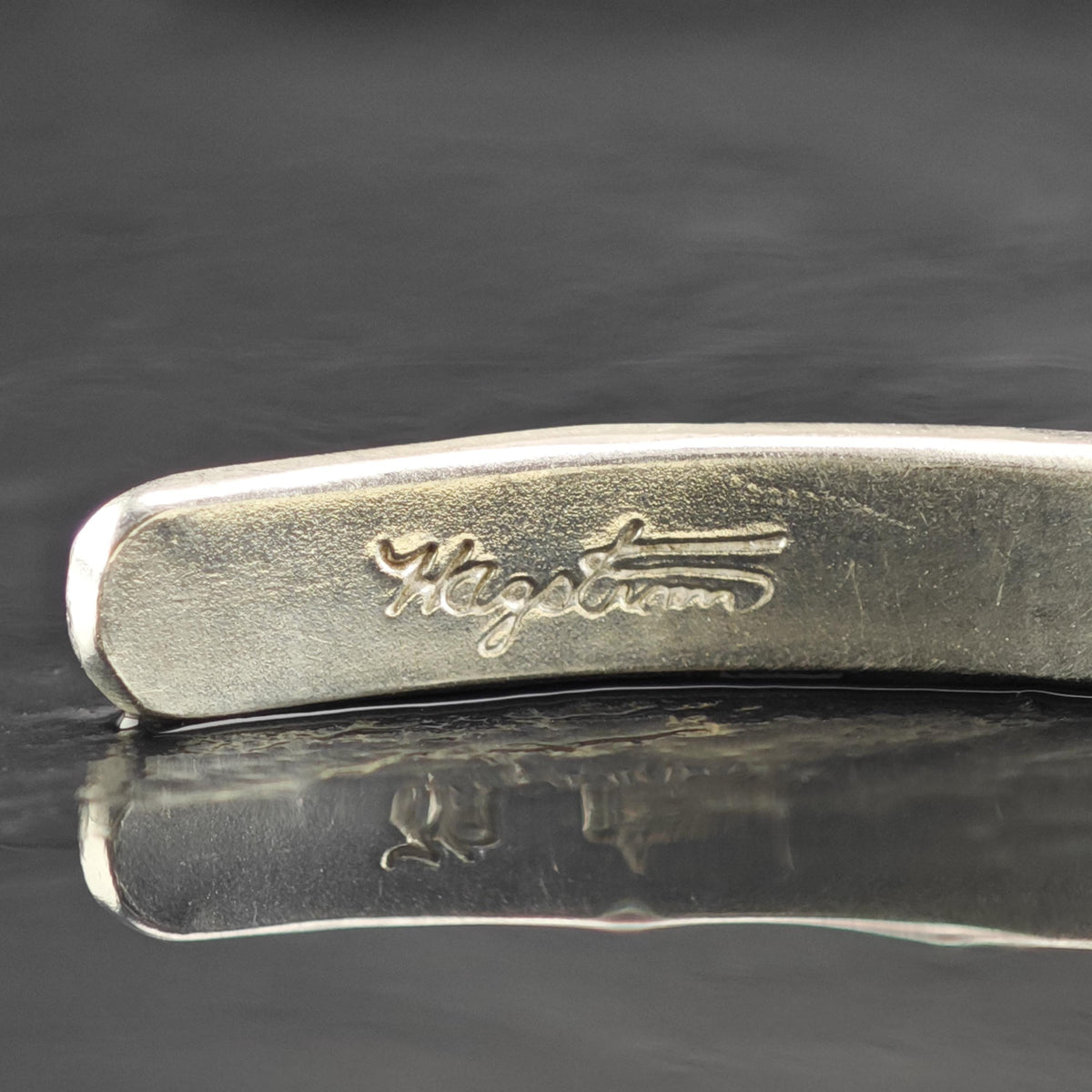 Artist Signed Diamond 14K Gold Accent, Thin Sterling Silver Cuff Bracelet Sz 6 1/4" BR3174