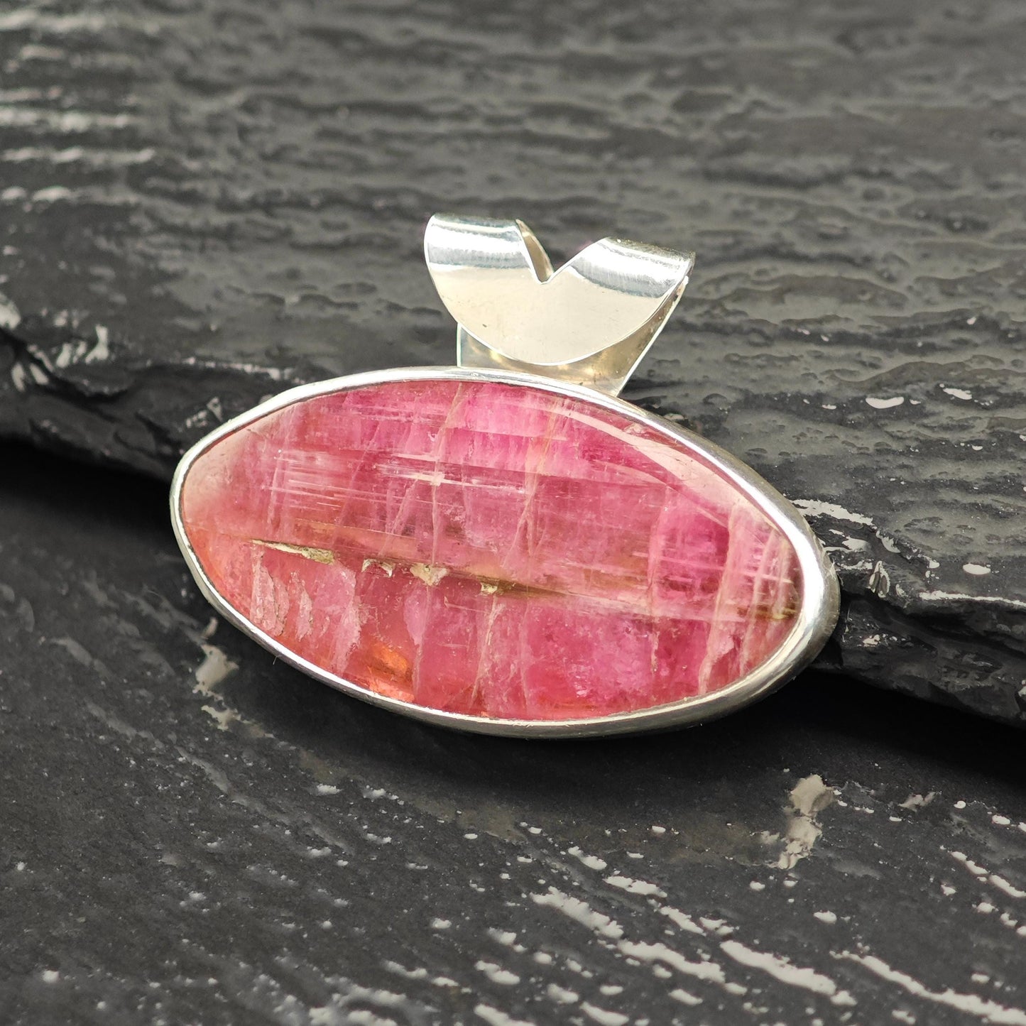 Vintage Pink Gemstone Pendant Sterling Silver