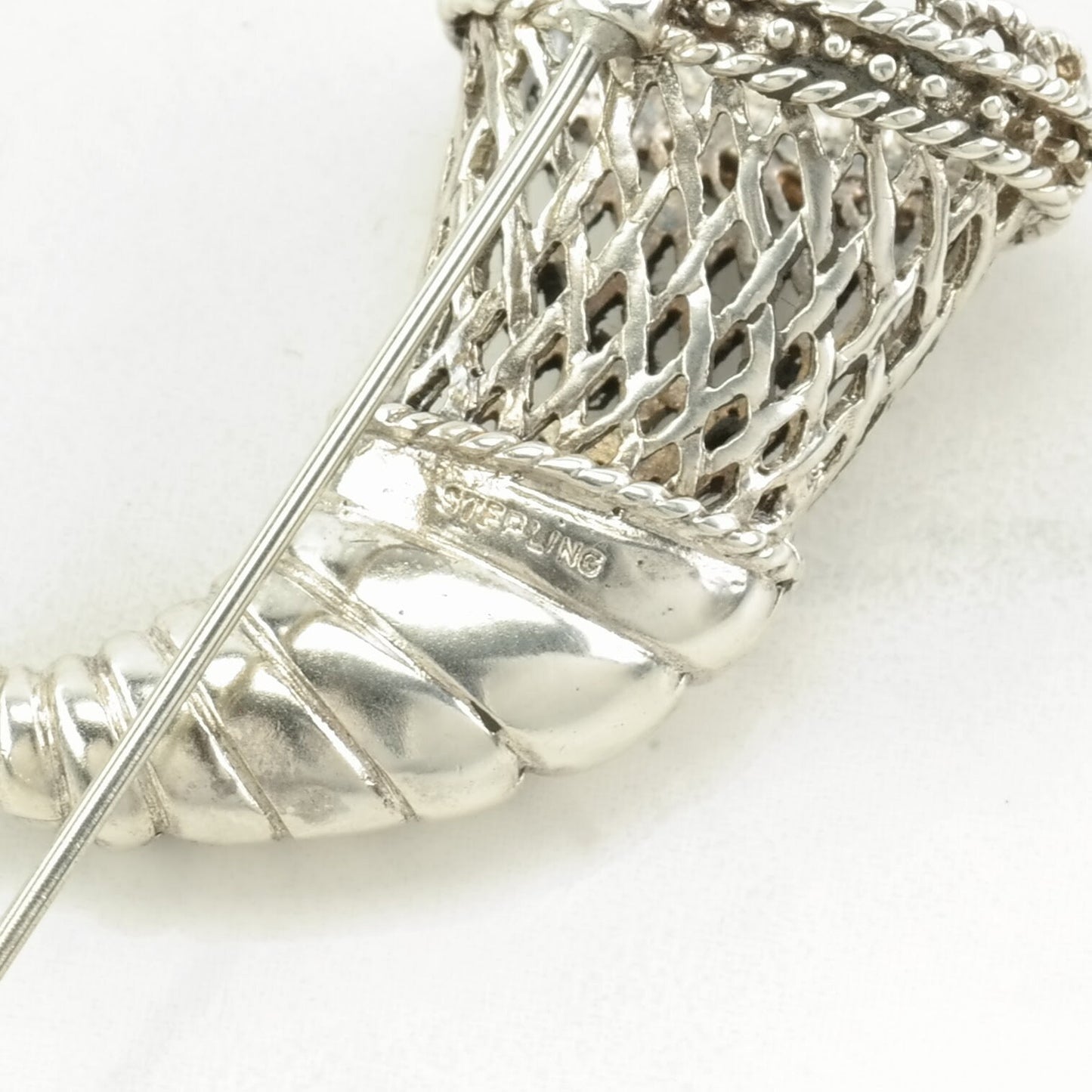 Silver Brooch Cornucopia Sterling B1849
