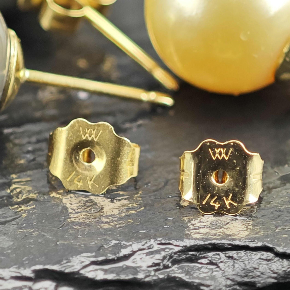 Choice of 11mm Gray or Ivory Pearl, 14K Gold Stud Earrings ER3225