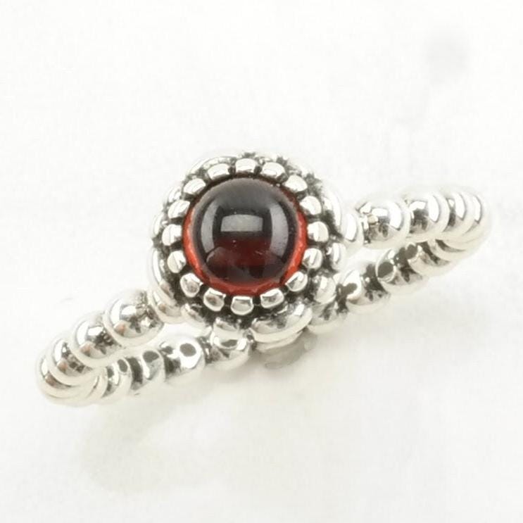 Pandora Silver Ring Garnet Stackable Sterling Red Sz5 1/4 R4920