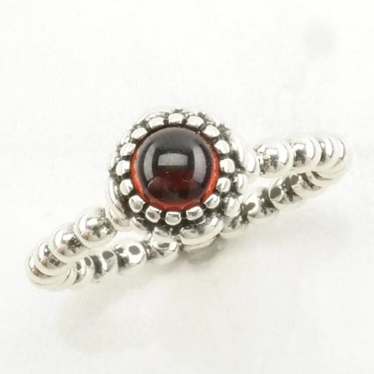 Vintage Pandora Silver Ring Garnet Stackable Sterling Red Size 5 1/4