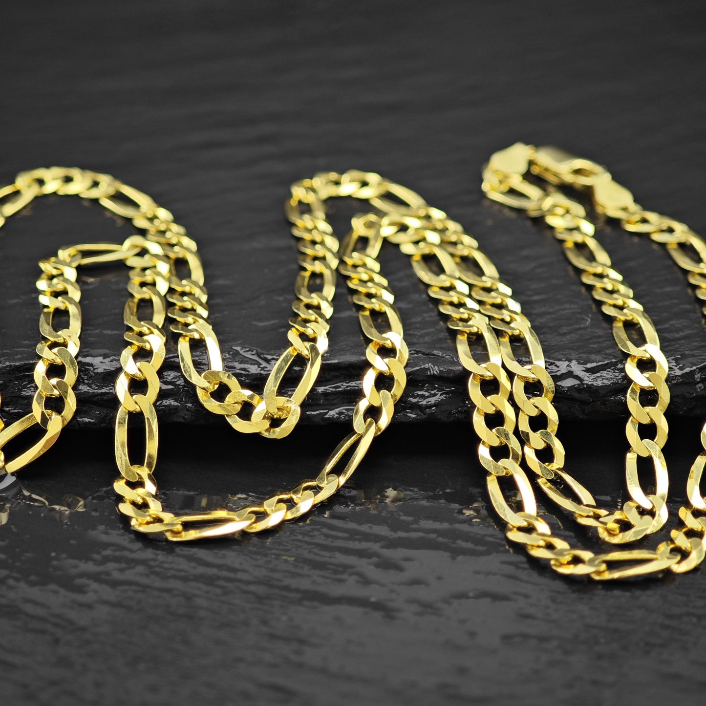 Sterling Silver Gold Plated 4.5mm Figaro Chain Necklace 24" N2654