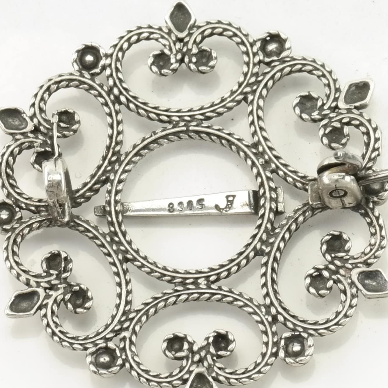 Norway Sterling Silver Brooch Art Deco Style Scroll