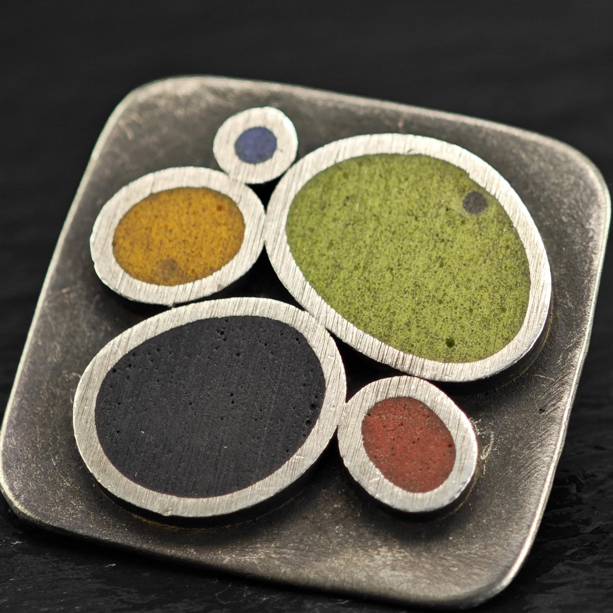 Multicolor Artist Resin Inlay Stud Sterling Silver Earrings ER3229