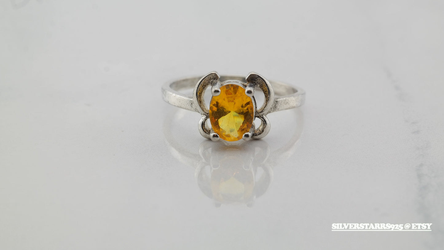 Sterling Silver Ring Paste Yellow Size 7.5