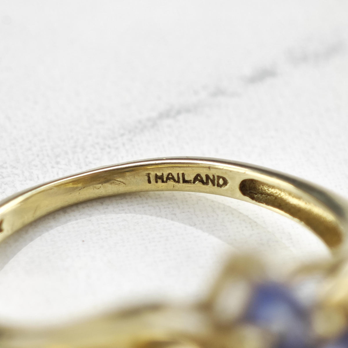 Tanzanite Cluster 10K Gold Ring Sz 6 3/4 R6780