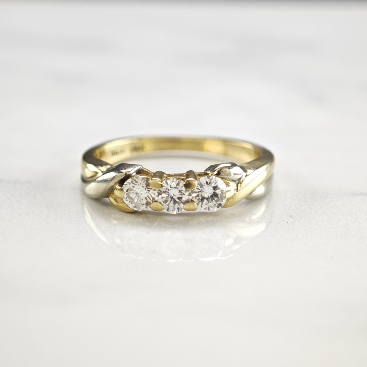 Three Year Anniversary Band .50cttw 14K Yellow Gold Ring Sz 6 1/2 R6783
