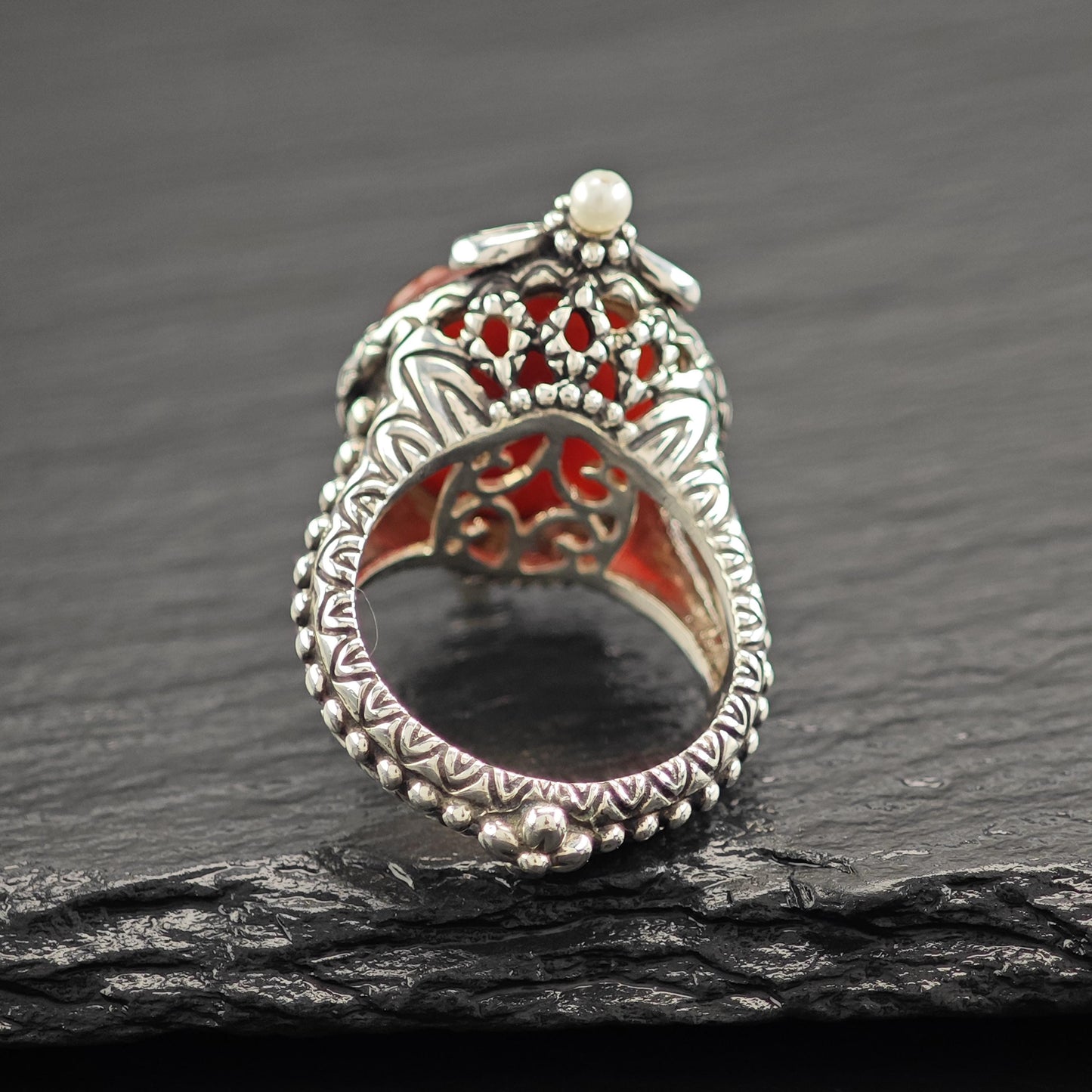 Bixby Turquoise Carnelian Ring 18K Gold Accents, Sterling Silver R5824