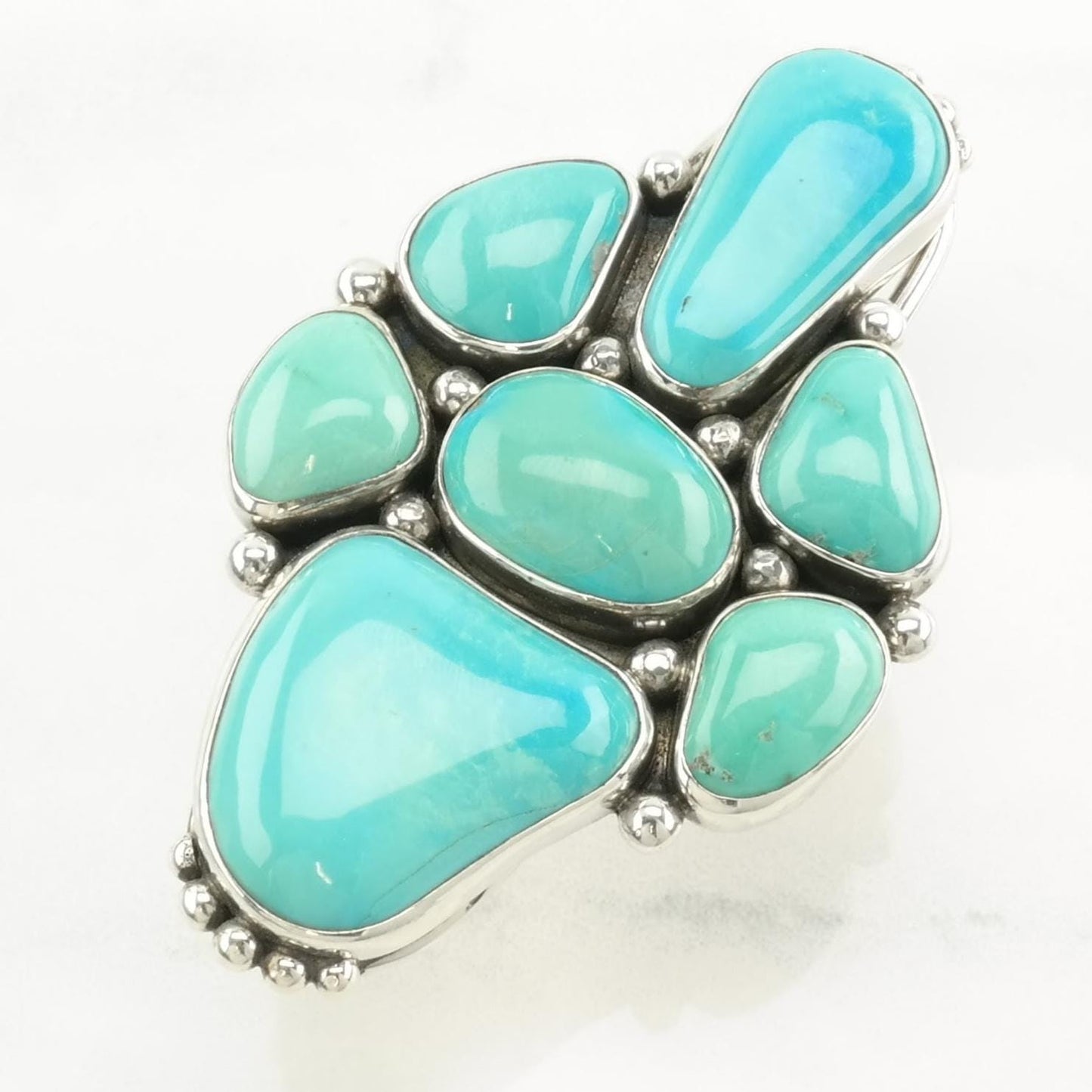 Vintage Southwest Silver Ring Turquoise Large Sterling Blue Size 6 1/2