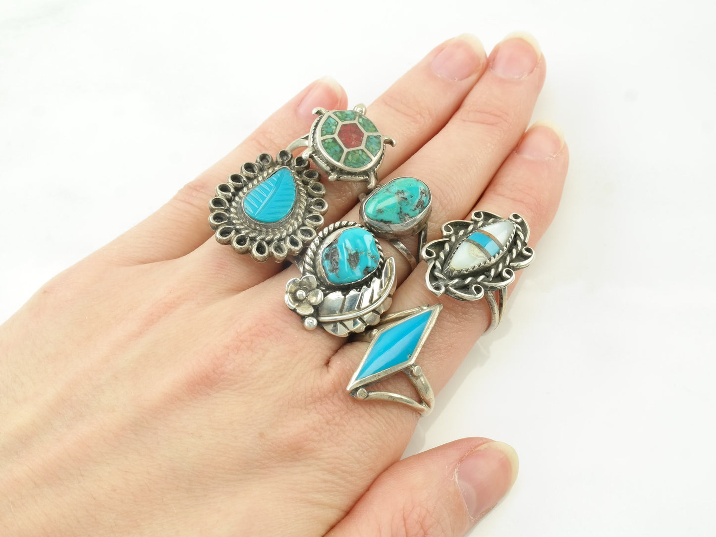 Sterling Silver Turquoise Size 6 Rings Variety