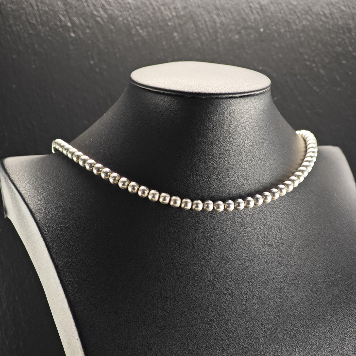 6mm Seamless Beads Sterling Silver Beaded Necklace N2771