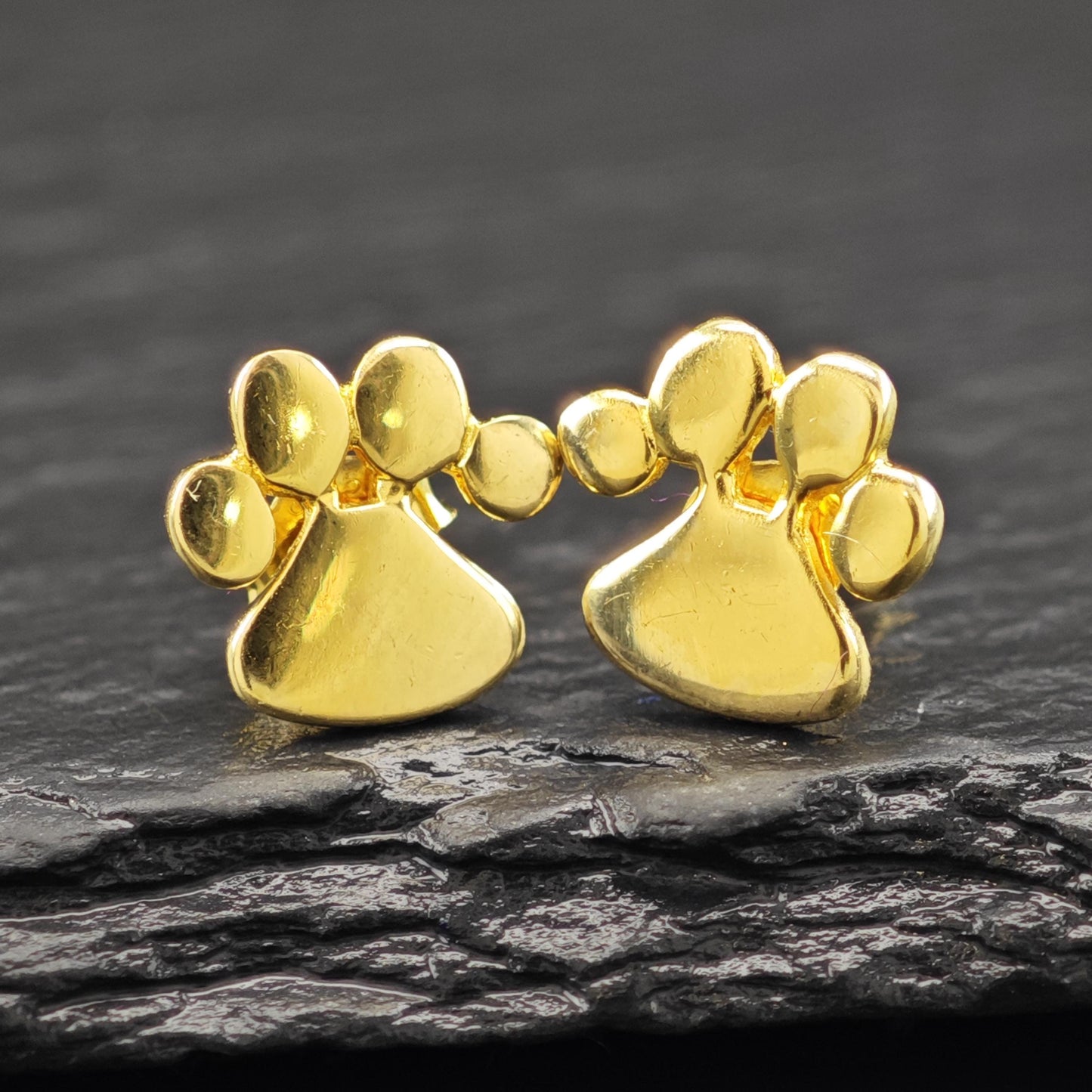 14K Gold Plated Kitty Paw Stud Earrings Sterling Silver ER2975