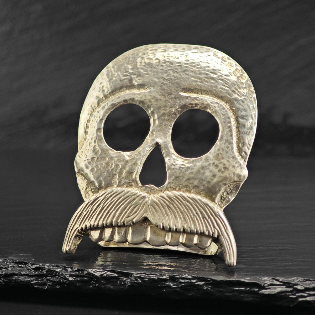 Vintage Skull, Mustache 1 1/4" Belt Buckle Sterling Silver MISC0407