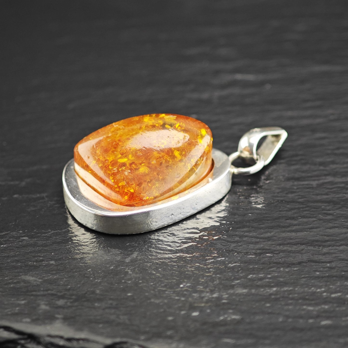 Baltic Amber Abstract Pendant Sterling Silver P3035