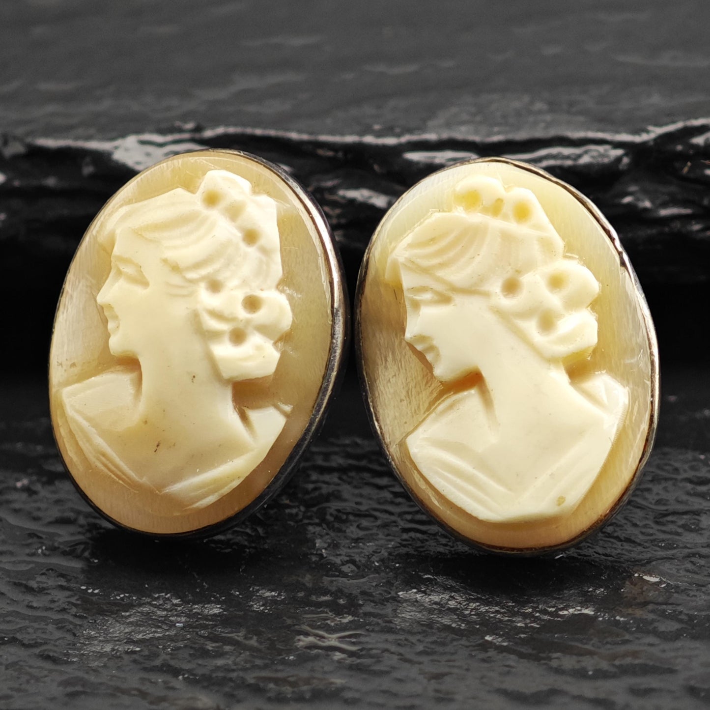 Choice of Coral, White Cameo Stud Sterling Silver Earrings ER3171