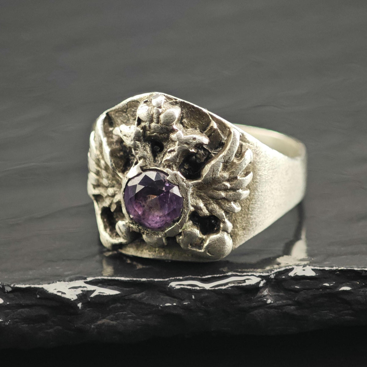 Color Change Corundum Double Eagle Sterling Silver Ring Sz 11 3/4 R6748