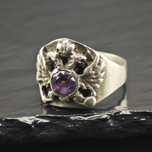 Color Change Corundum Double Eagle Sterling Silver Ring Sz 11 3/4 R6748